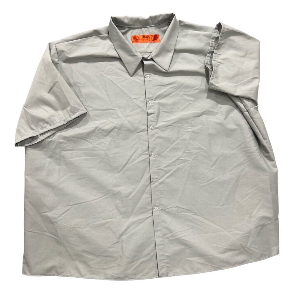 Red Kap Shirt Mens 6XL Light Gray Short Sleeve snap button LNWOT shirt